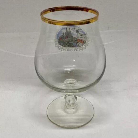 Vintage Koln/Rh. Fernseh Turm 270m City Scene Elegant Goblet Drinking Glass EUC - Picture 8 of 14